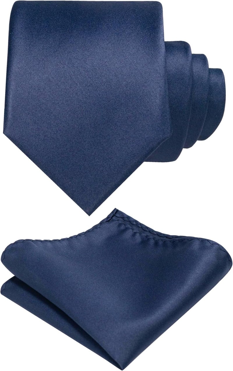 RBOCOTT Solid Color Tie and Pocket Square Hankerchief with Lapel Pin Set for Men - Image 1